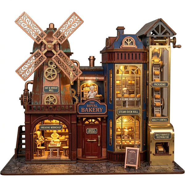Wooden Bread Factory Miniature House Bakery Model Assembly Kit