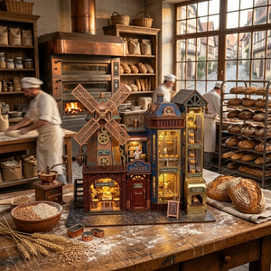 Wooden Bread Factory Miniature House Bakery Model Assembly Kit
