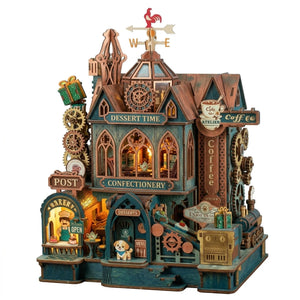 Wooden Dessert Time Music Box 3D Puzzle Mechanical Gear Toy