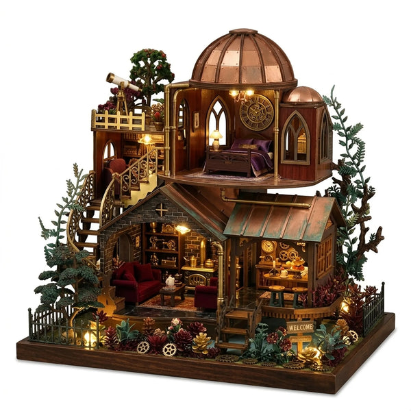 Wooden Enchanted Forest Cottage Miniature House Model Kit