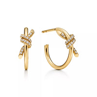 Knot Paved Hoop Earrings