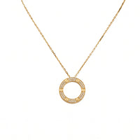 Love Paved Circle Pendant Necklace