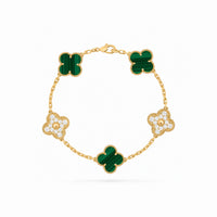Vintage Alhambra 5 Motif Green Pave Bracelet