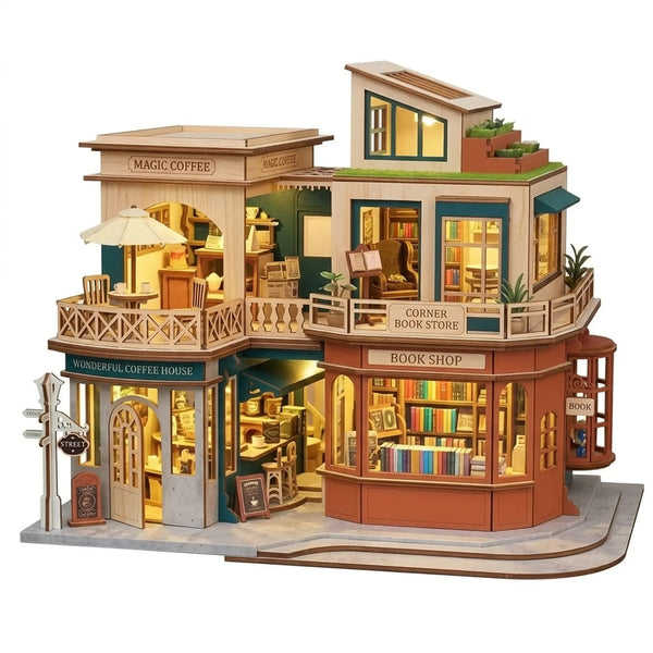 Wooden Letter Coffee Miniature House Cafe Model Kit