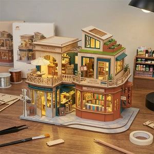 Wooden Letter Coffee Miniature House Cafe Model Kit