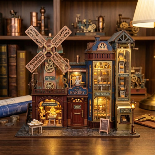 Wooden Bread Factory Miniature House Bakery Model Assembly Kit