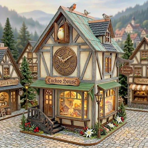 Wooden Cuckoo Cottage Clock 3D Puzzle Mechanical Home Decor