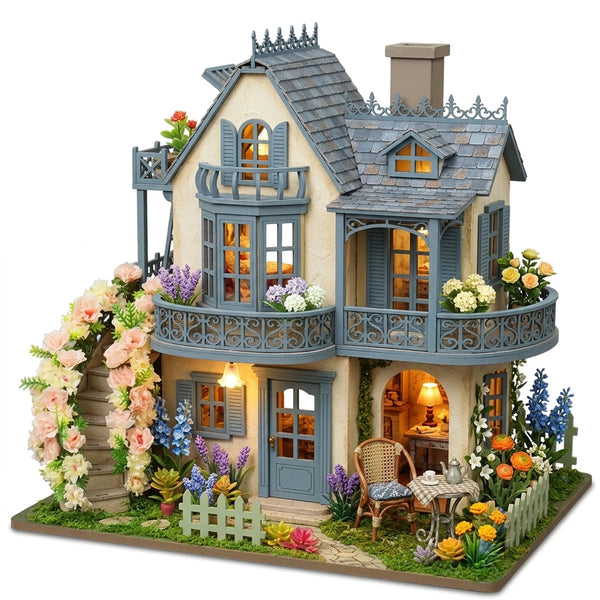 Wooden Fairy Garden Miniature House Artisan Floral Kit