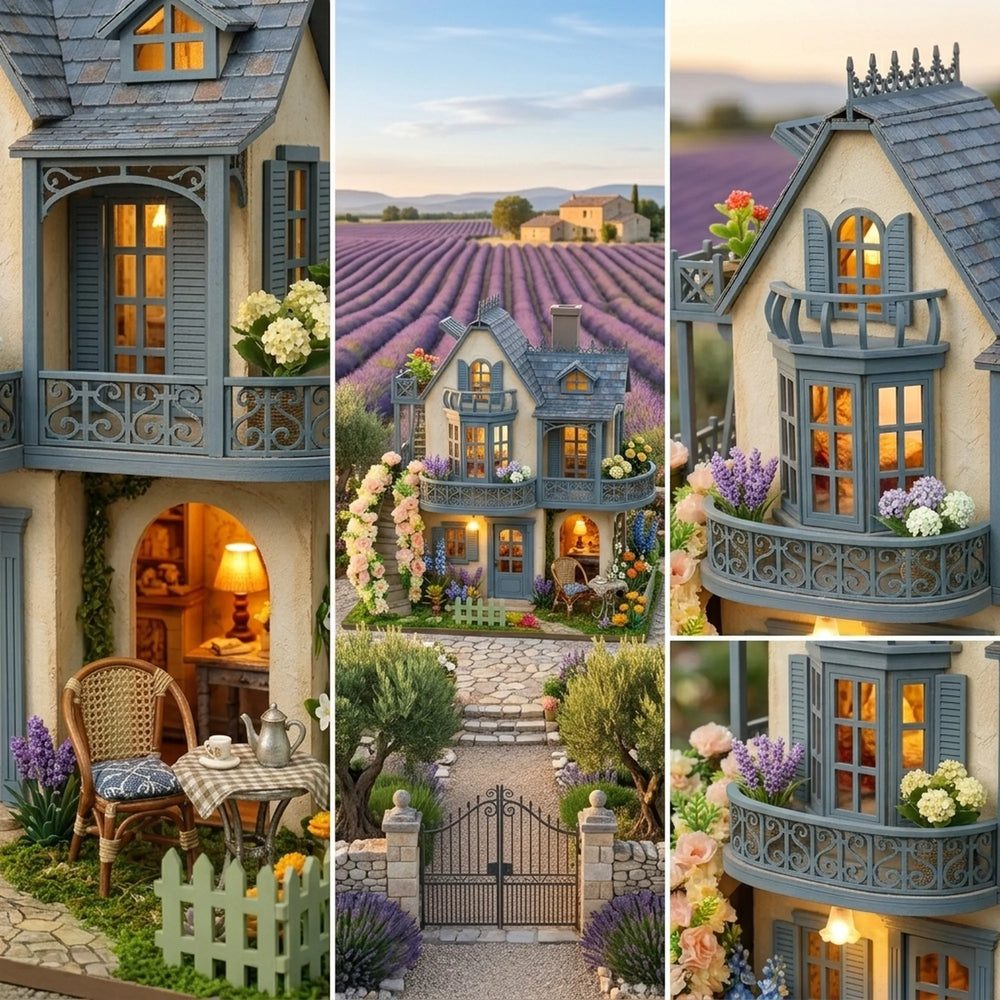 Wooden Fairy Garden Miniature House Artisan Floral Kit