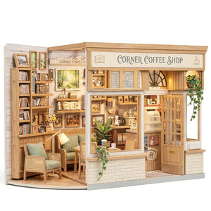 Wooden Corner Coffee Shop Miniature House Cafe Kit