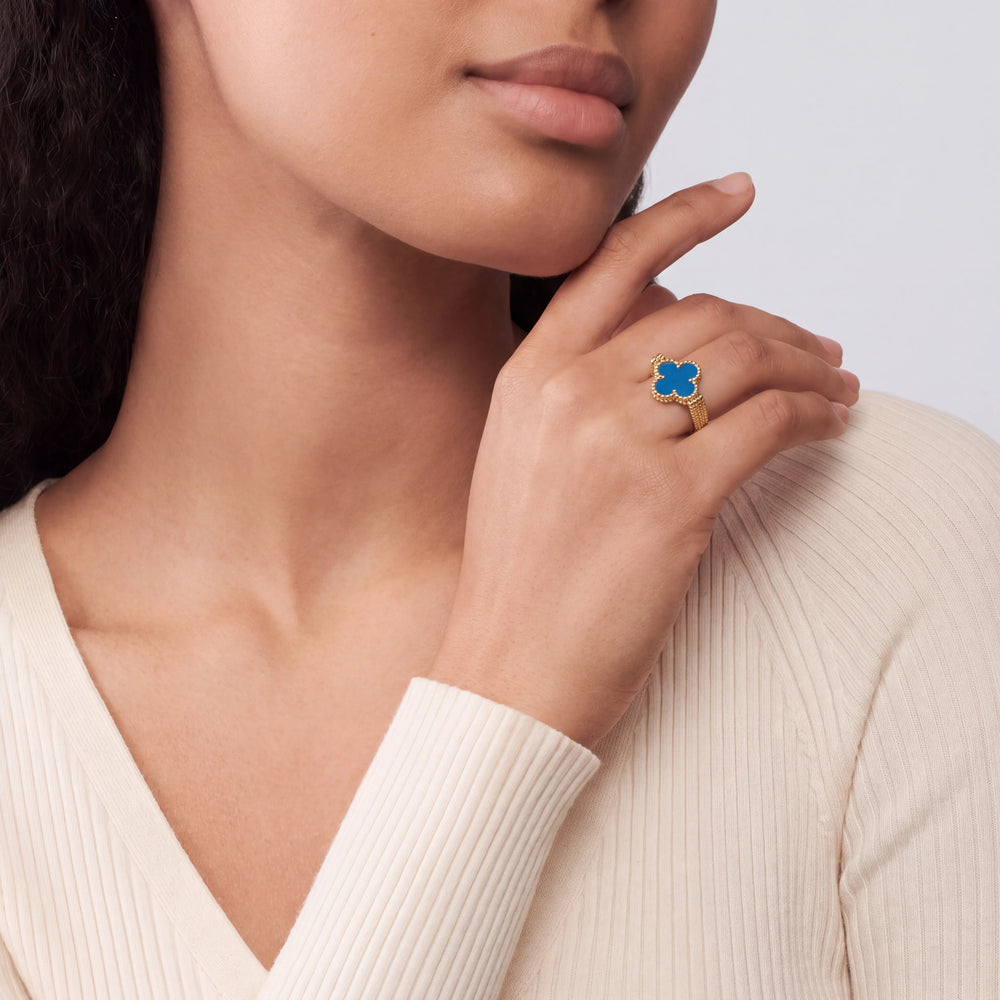 Alhambra Azure Clover Beaded Ring