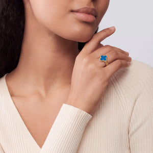 Alhambra Azure Clover Beaded Ring