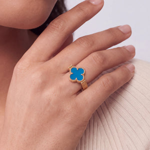 Alhambra Azure Clover Beaded Ring