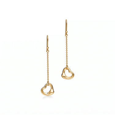 Elsa Peretti Open Heart Chain Drop Earrings