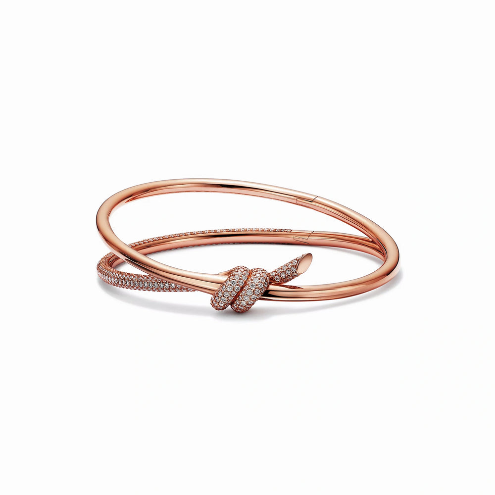Knot Double Row Embrace Bangle Bracelet