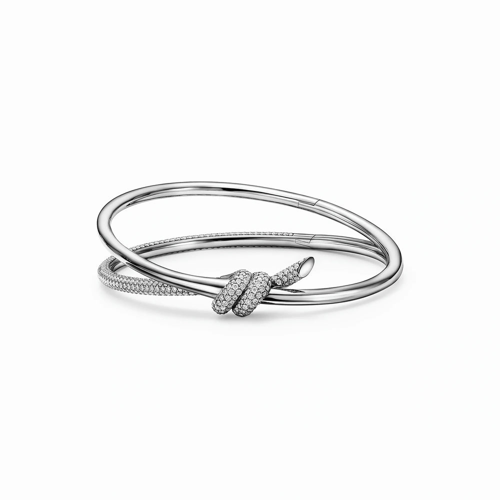 Knot Double Row Embrace Bangle Bracelet
