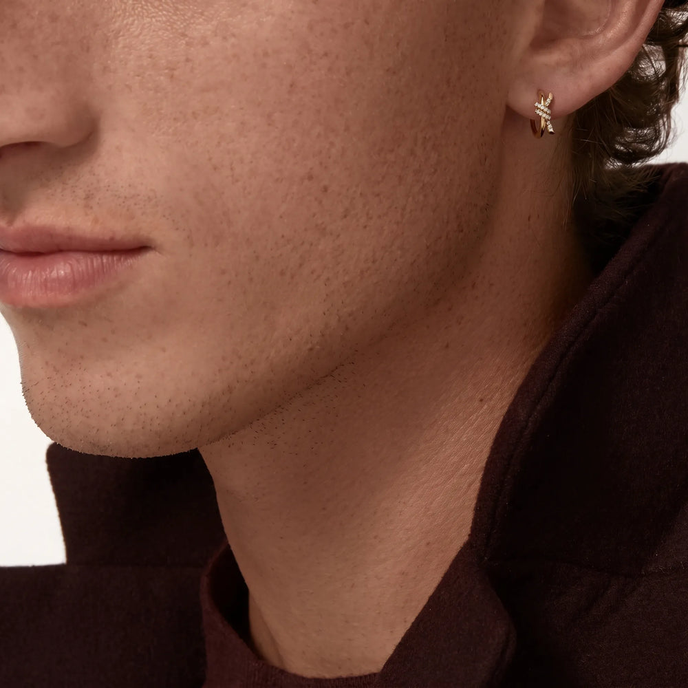 Knot Paved Hoop Earrings