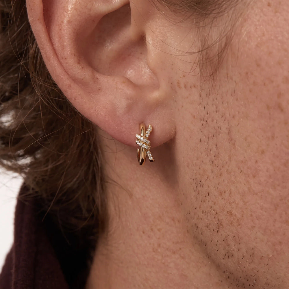 Knot Paved Hoop Earrings