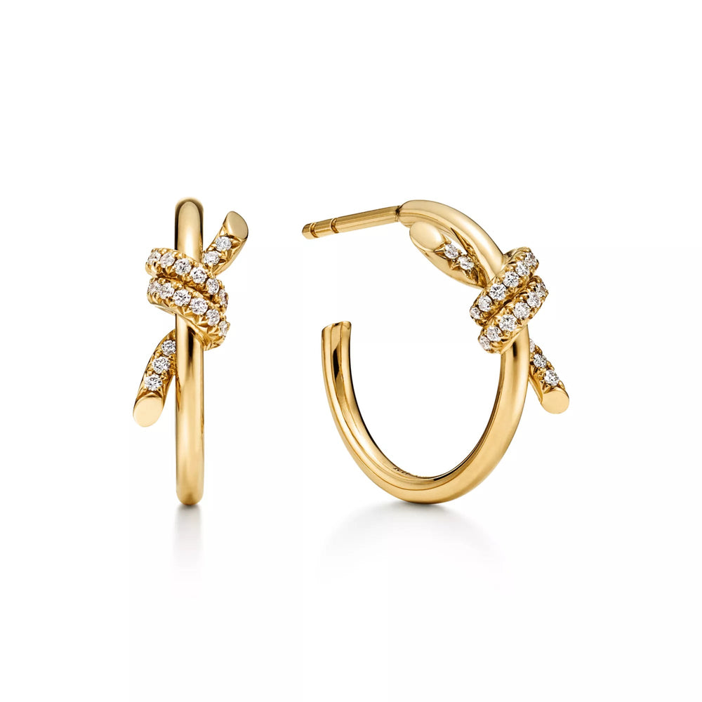 Knot Paved Hoop Earrings