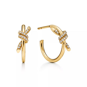 Knot Paved Hoop Earrings