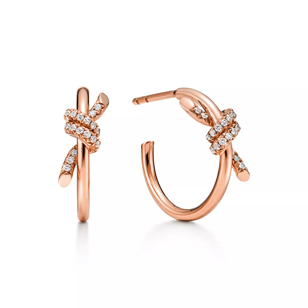 Knot Paved Hoop Earrings