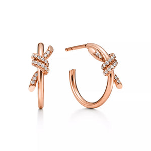 Knot Paved Hoop Earrings