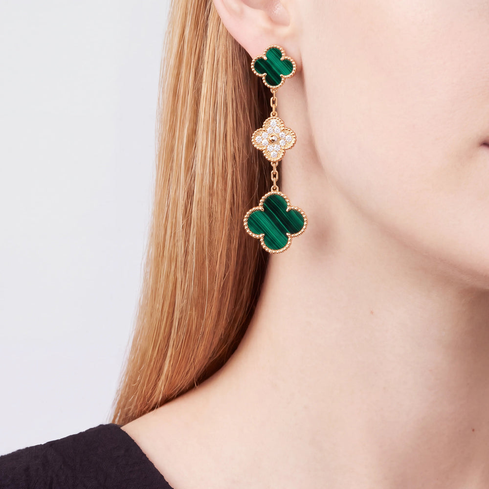 Magic Alhambra Verdure 3 Motif Earrings