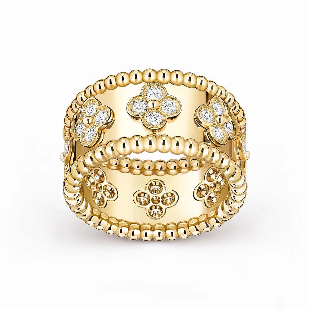 Perlee Clovers Radiance Wide Ring