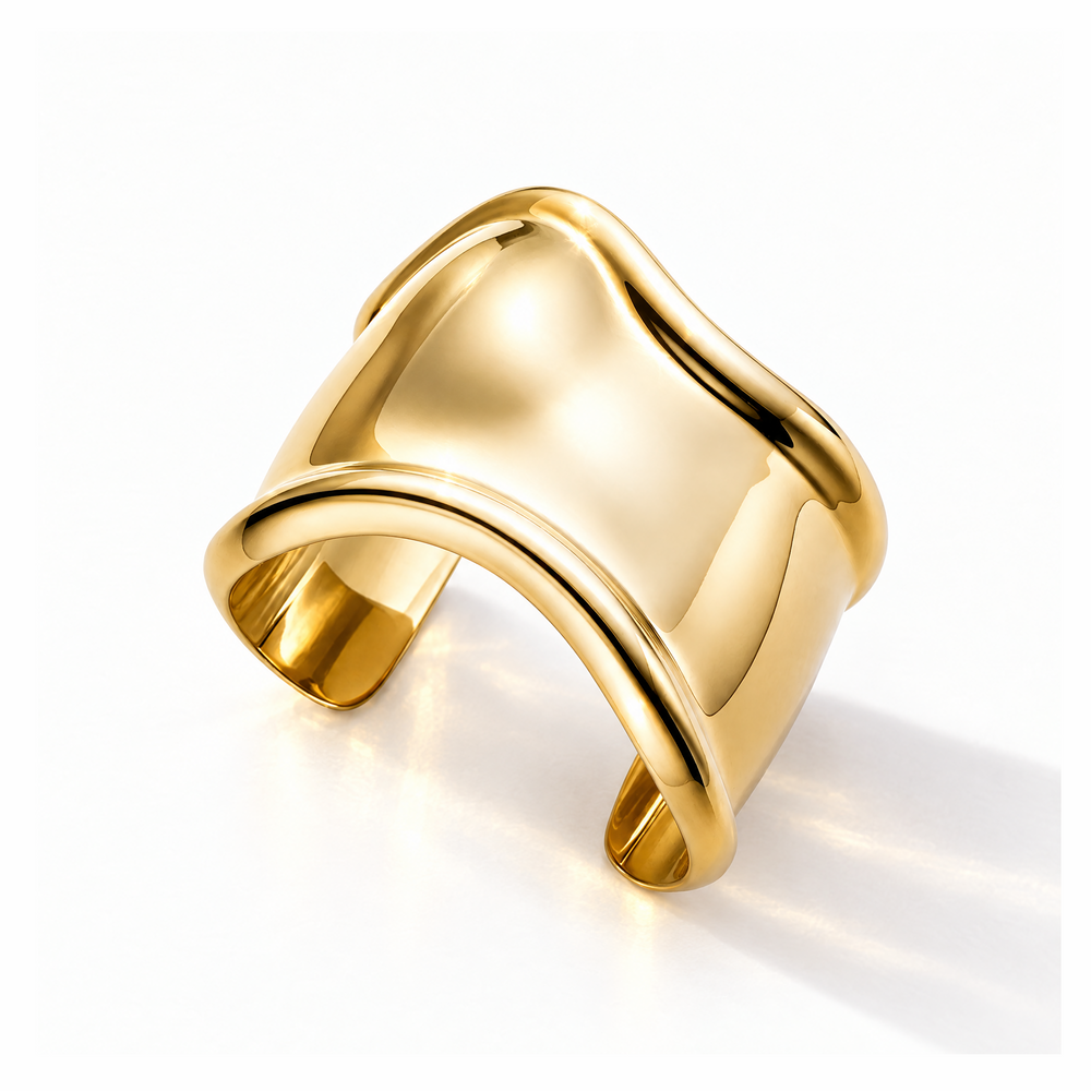 Yellow gold sculptural cuff bracelet
