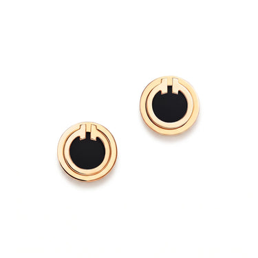 T Black Onyx Circle Earrings