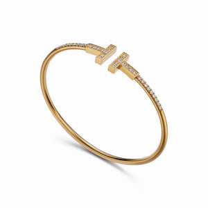 T Pave Wire Brilliance Bangle Bracelet