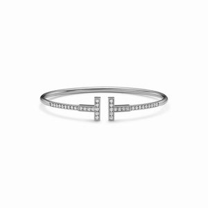 T Pave Wire Brilliance Bangle Bracelet