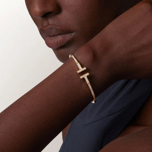 T Pave Wire Brilliance Bangle Bracelet