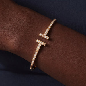 T Pave Wire Brilliance Bangle Bracelet