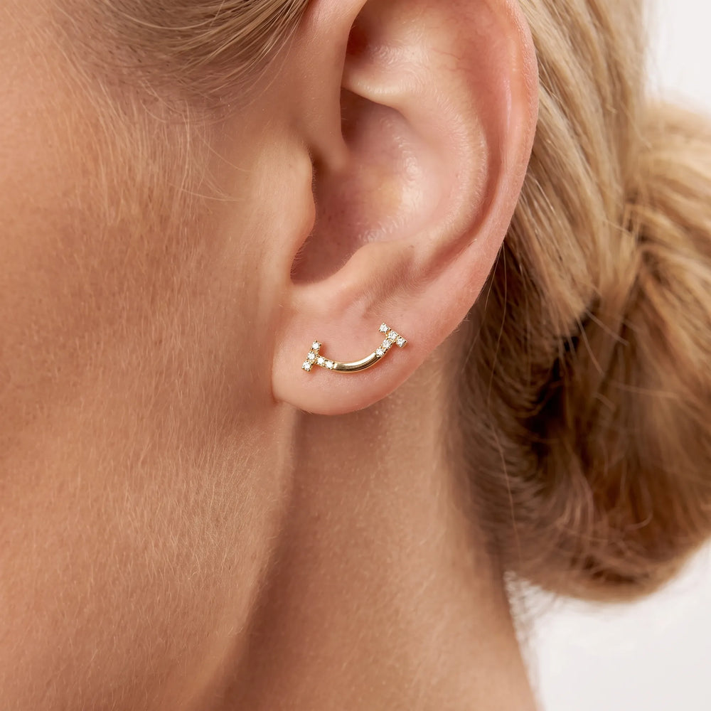 T Smile Mini Paved Earrings