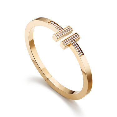 T Square Pavé Hinged Bangle