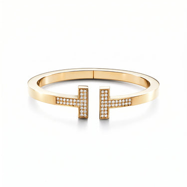 T Square Pavé Hinged Bangle