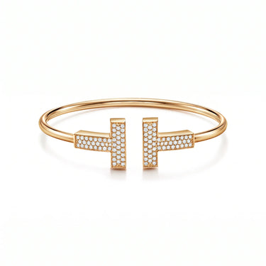 T Wide Pavé Wire Bracelet