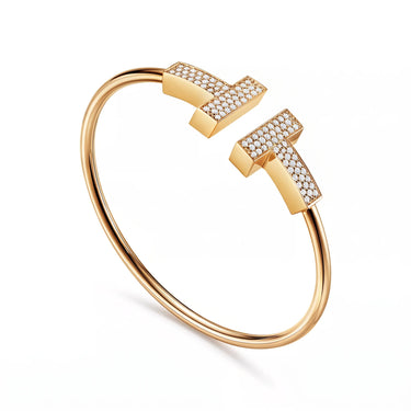 T Wide Pavé Wire Bracelet