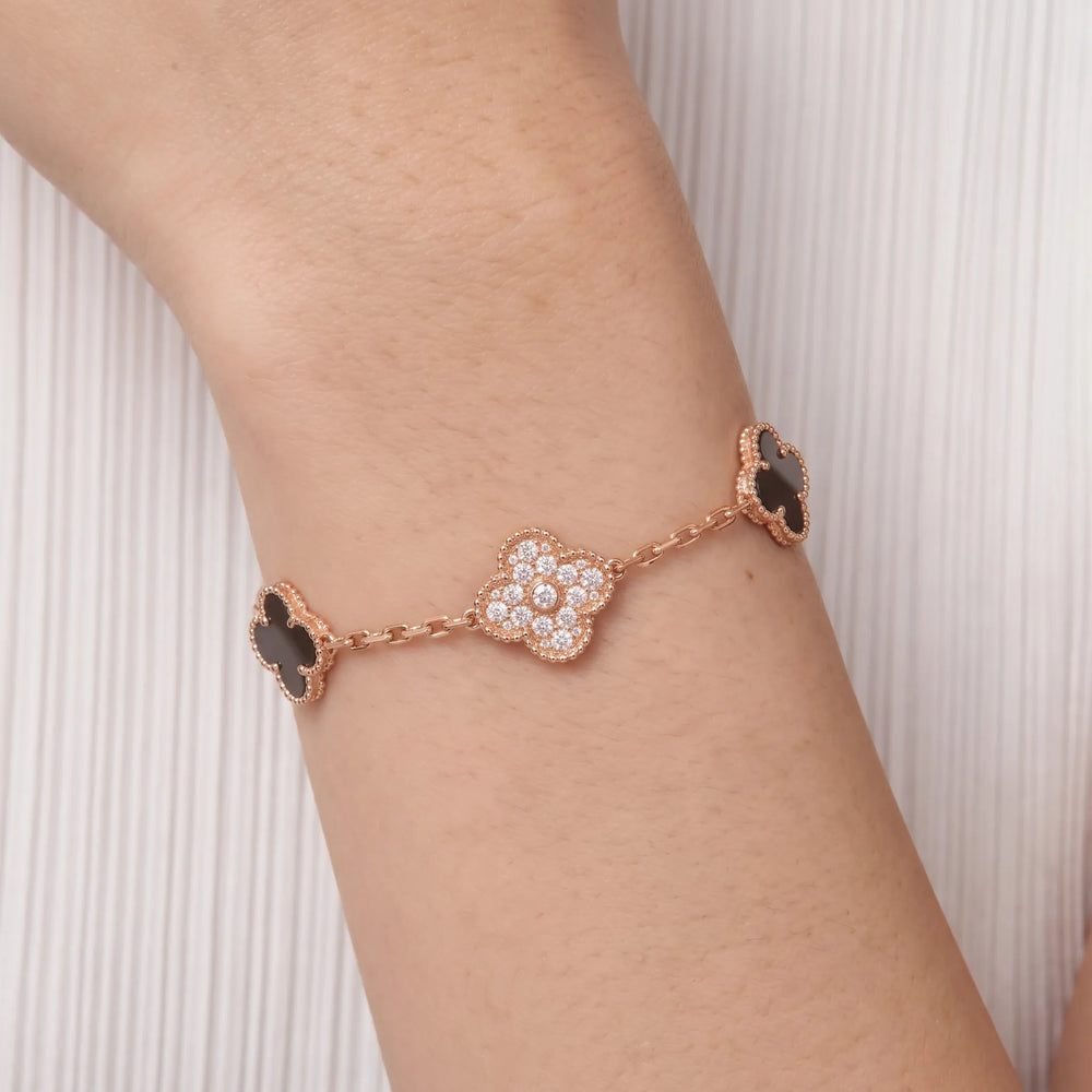 Vintage Alhambra 5 Motif Pave Bracelet