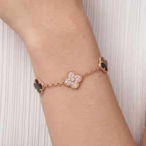 Vintage Alhambra 5 Motif Pave Bracelet