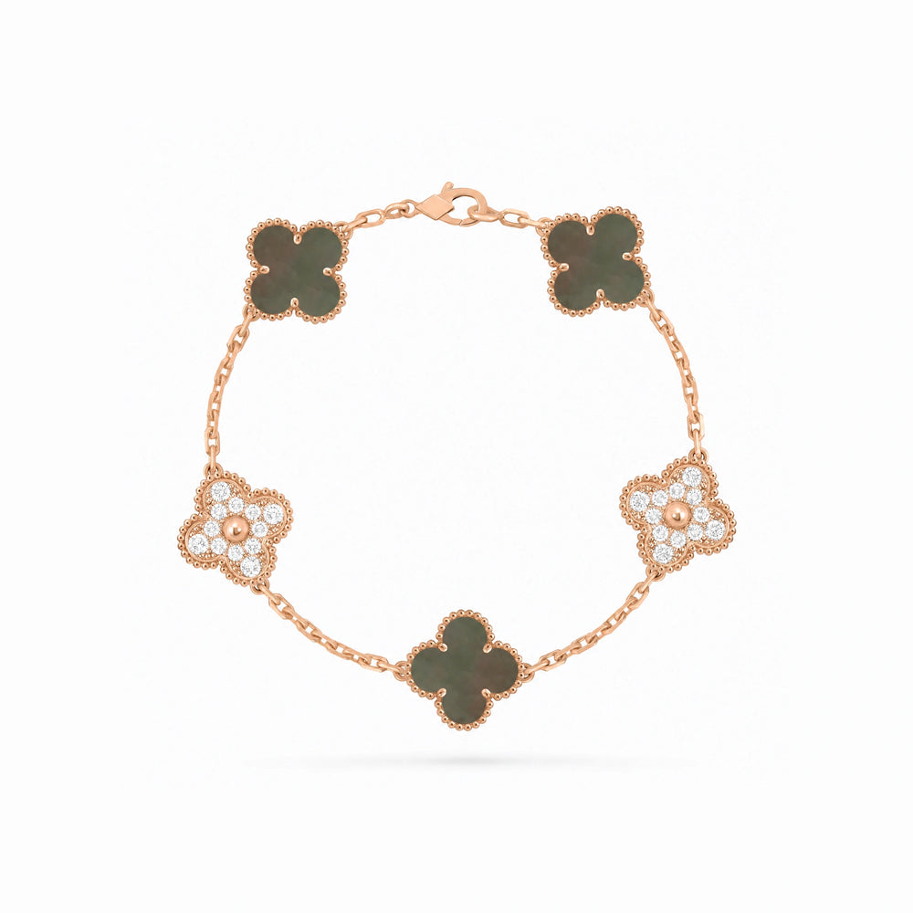 Vintage Alhambra 5 Motif Pave Bracelet
