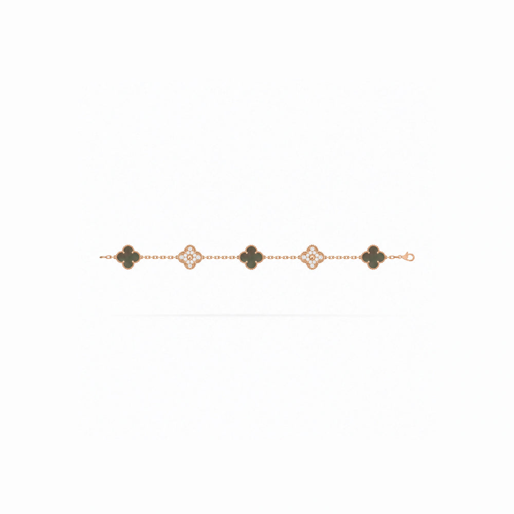 Vintage Alhambra 5 Motif Pave Bracelet
