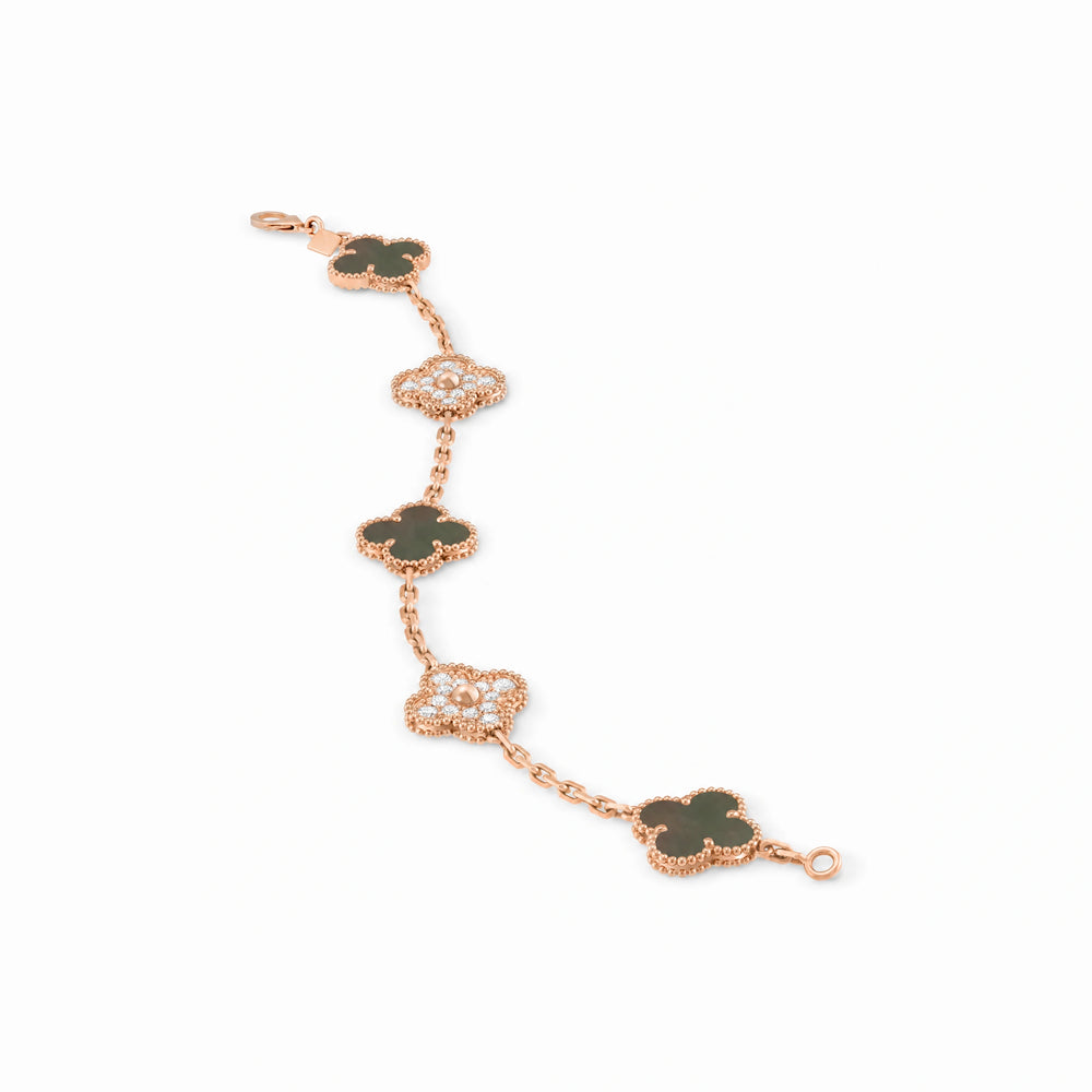 Vintage Alhambra 5 Motif Pave Bracelet