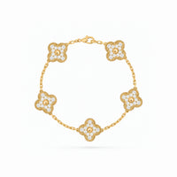 Vintage Alhambra 5 Motif Pave Elegance Bracelet