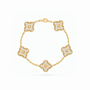 Vintage Alhambra 5 Motif Pave Elegance Bracelet