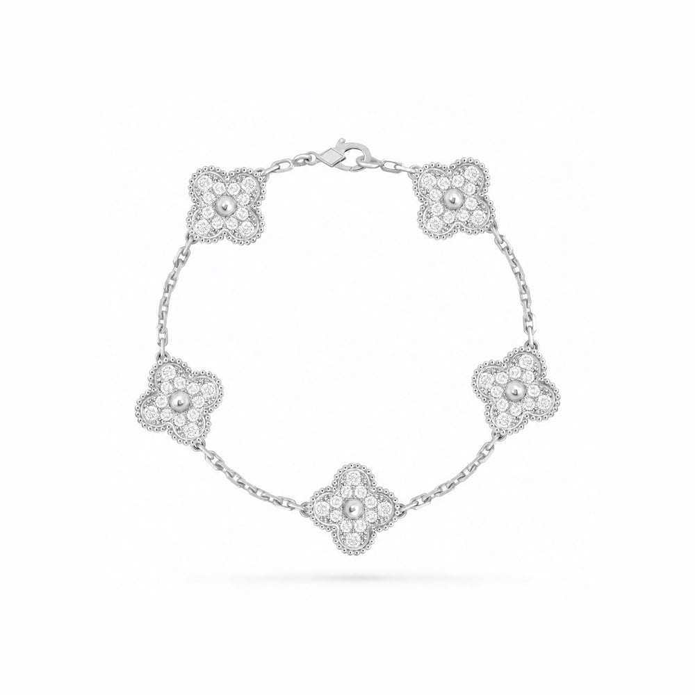 Vintage Alhambra 5 Motif Pave Elegance Bracelet